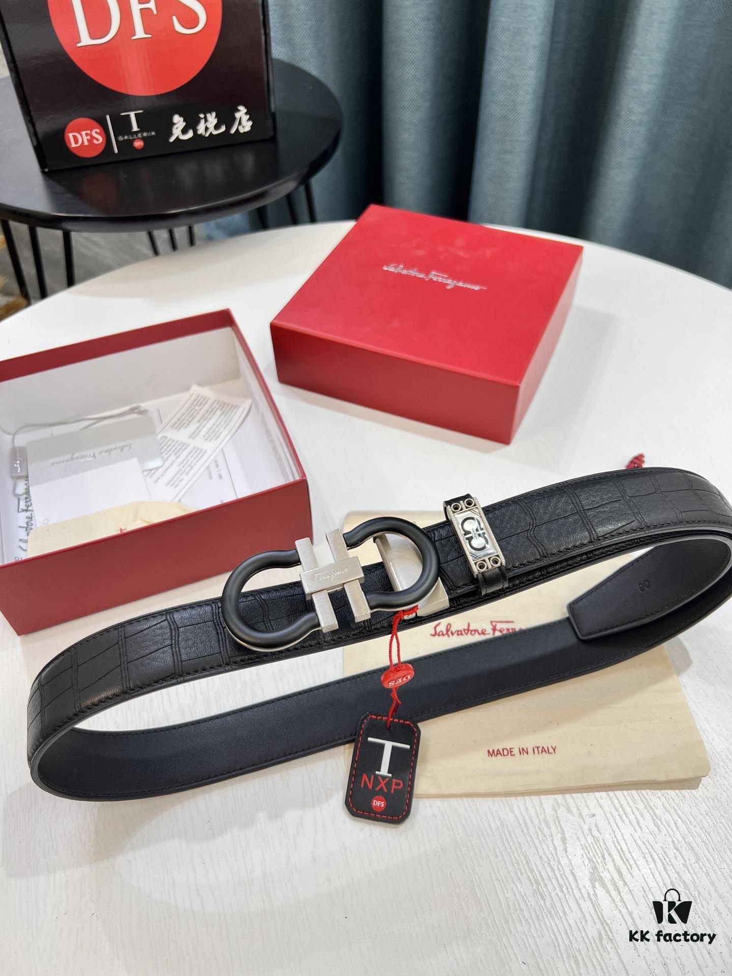 Salvatore Ferragamo Belt, Hong Kong Duty-Free Gift Box (NXP Tag with Authenticity Chip Recognizable on Official Website)