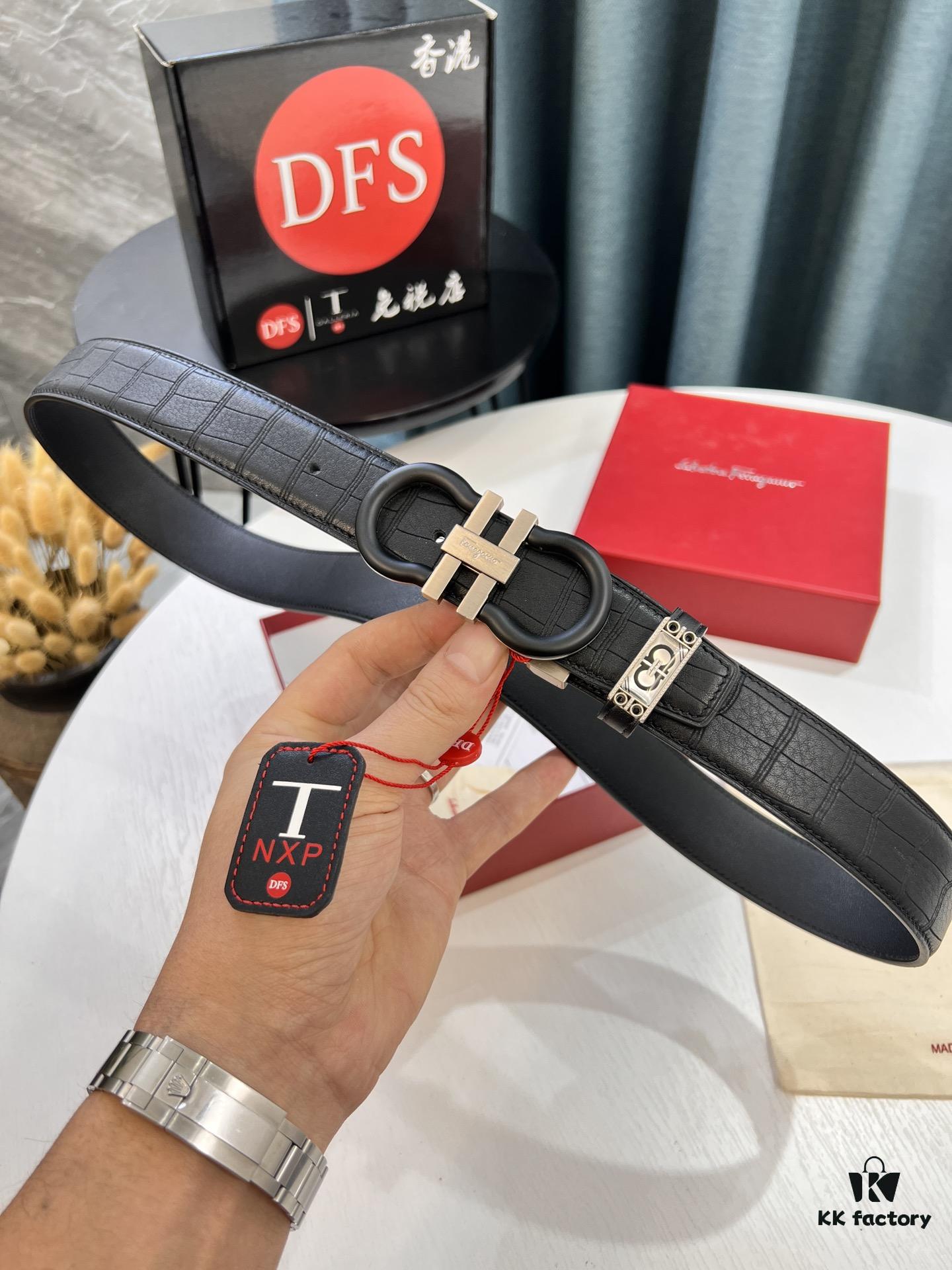 Salvatore Ferragamo Belt, Hong Kong Duty-Free Gift Box (NXP Tag with Authenticity Chip Recognizable on Official Website)