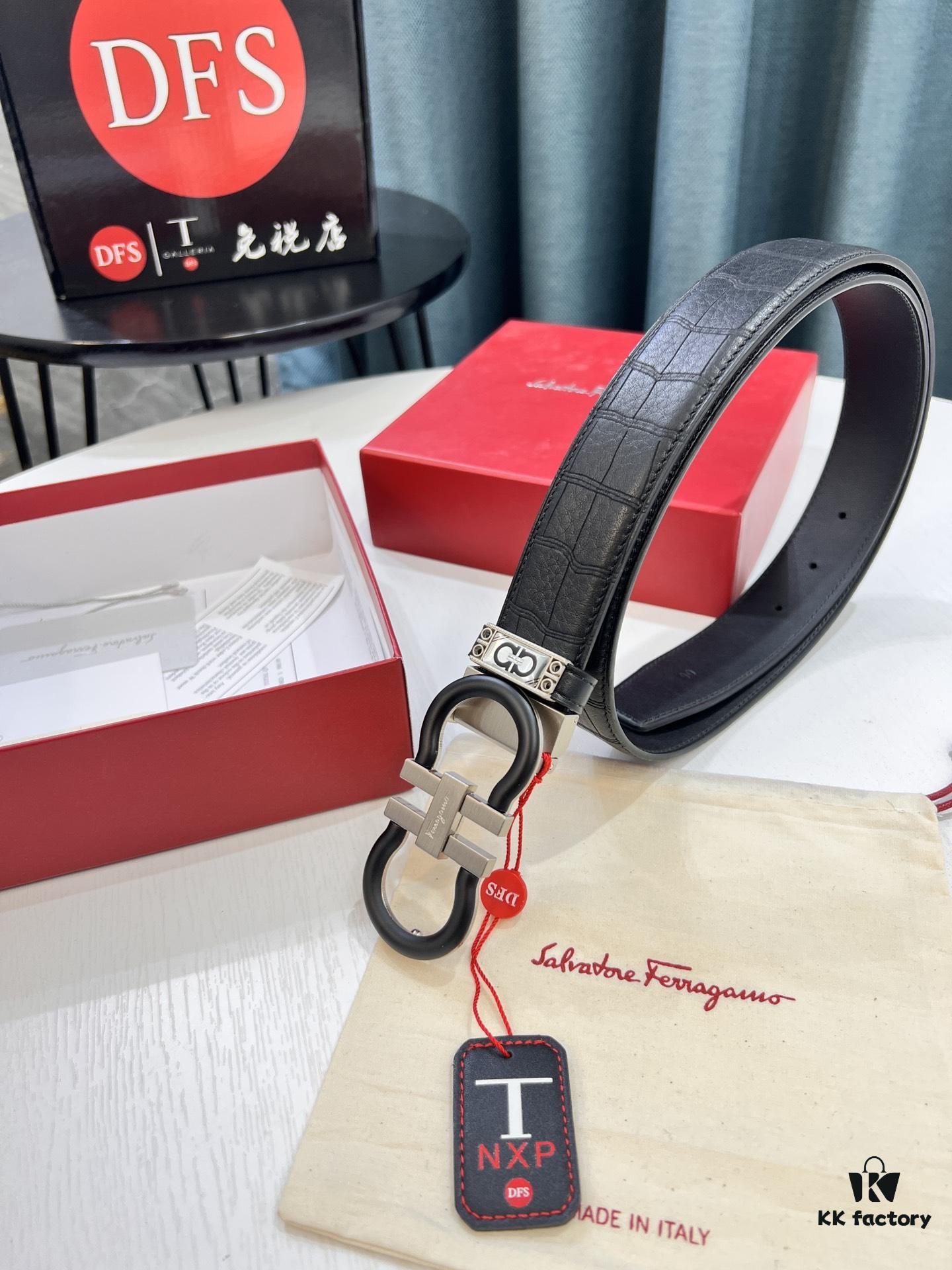 Salvatore Ferragamo Belt, Hong Kong Duty-Free Gift Box (NXP Tag with Authenticity Chip Recognizable on Official Website)