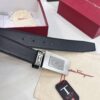 Salvatore Ferragamo Men's Belt, Genuine Imported Embossed Top-Layer Calfskin, Reversible Design, 3.5cm Width, New Minimalist Steel Hardware