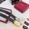 Salvatore Ferragamo Men's Belt, Genuine Imported Embossed Top-Layer Calfskin, Reversible Design, 3.5cm Width, New Minimalist Steel Hardware