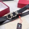 Ferragamo Men's Belt, Genuine Imported Smooth Full-Grain Leather, Reversible Design, 3.5cm Width, Stainless Steel Buckle, Boxed with NXP Anti-Counterfeit Chip