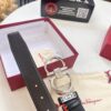 Ferragamo Men's Belt, Genuine Imported Smooth Full-Grain Leather, Reversible Design, 3.5cm Width, Stainless Steel Buckle, Boxed with NXP Anti-Counterfeit Chip