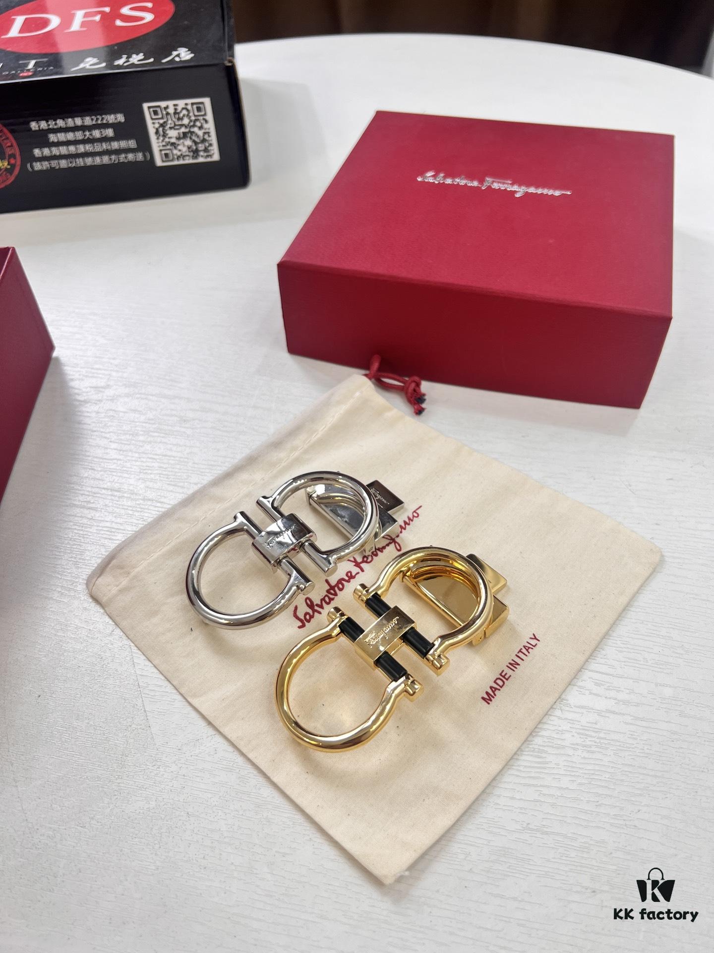 Ferragamo Men's Belt, Genuine Imported Smooth Full-Grain Leather, Reversible Design, 3.5cm Width, Stainless Steel Buckle, Boxed with NXP Anti-Counterfeit Chip