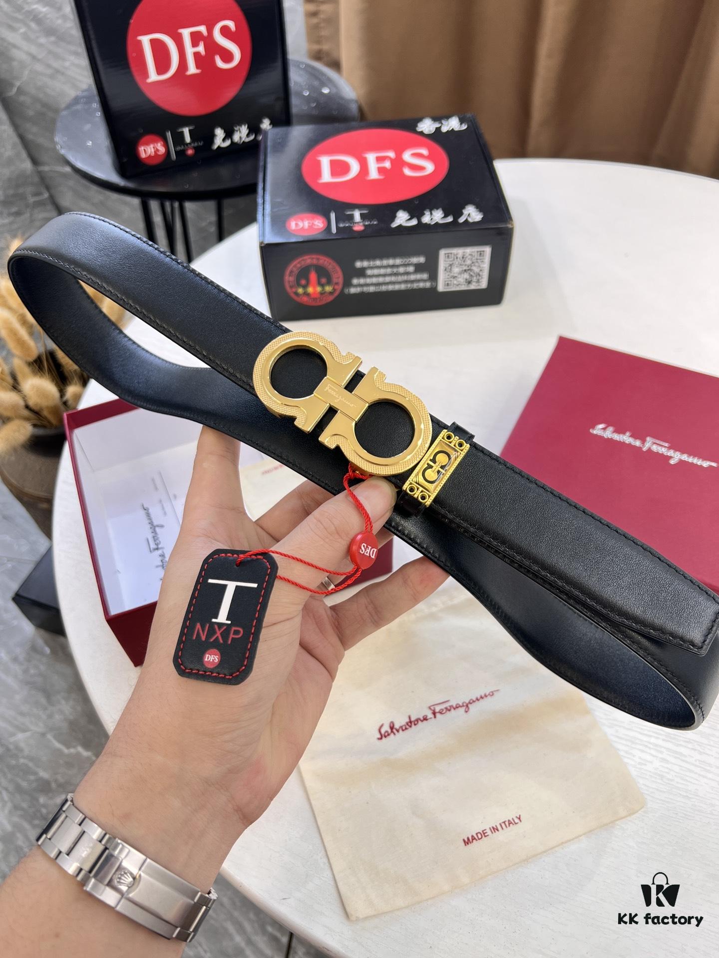 Arrival 🎺🎺 Genuine Photography, Ferragamo Automatic Series Men's Belt, ZP Molded 8-Shaped Beveled Pattern with Stainless Steel Hardware, Business Belt, Imported Xiao Ferragamo Plain Full-Grain Cowhide, Automatic Tooth Slide, Width 3.5 cm