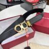 Salvatore Ferragamo Men's Belt, Double-Sided Use, Full-Grain Calfskin with Original Imported Embossing, 3.5cm Width, Precision Steel Hardware, Adjustable Length
