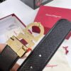 Salvatore Ferragamo Men's Belt, Double-Sided Use, Full-Grain Calfskin with Original Imported Embossing, 3.5cm Width, Precision Steel Hardware, Adjustable Length