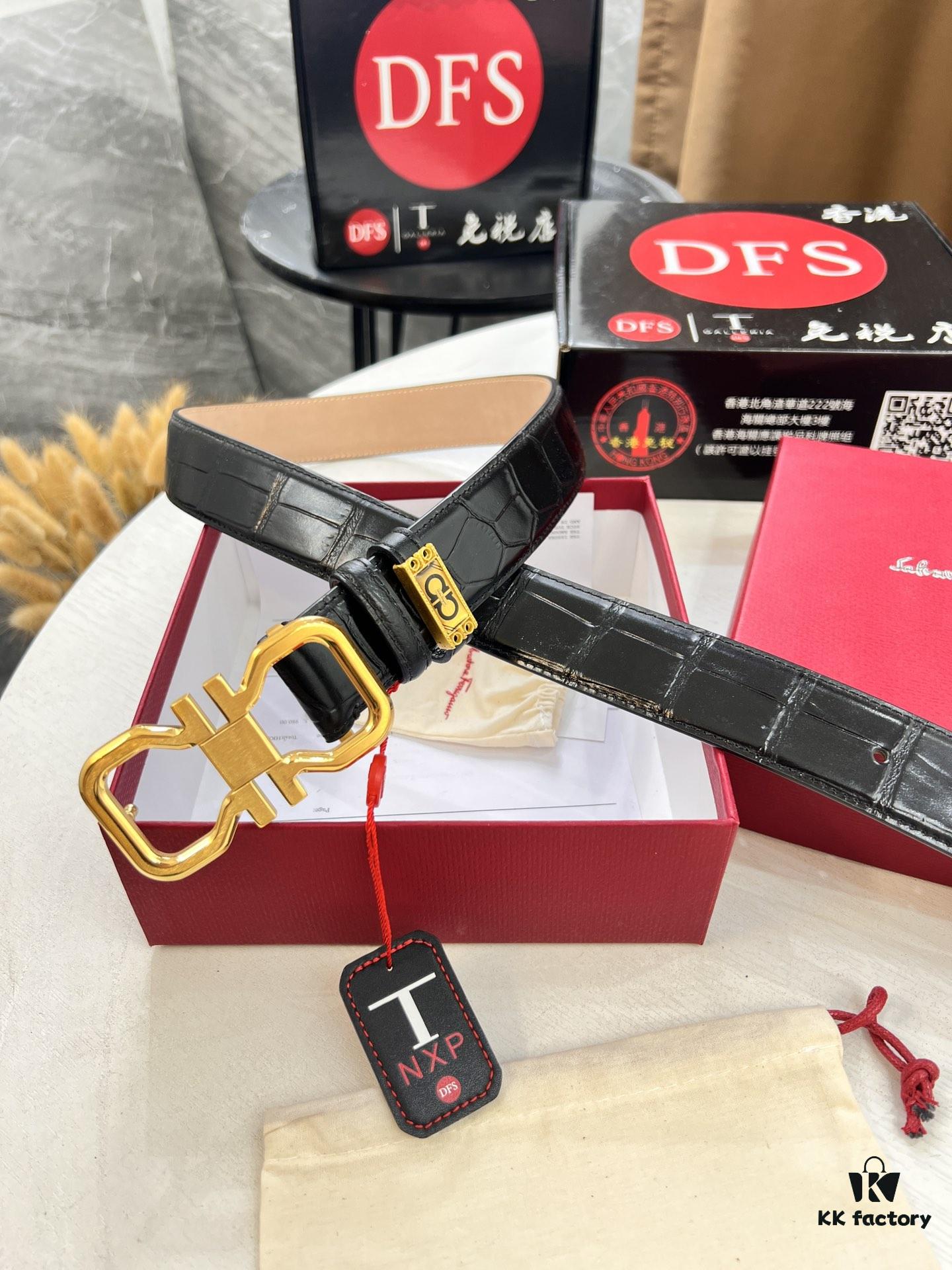 Ferragamo Belt, Hong Kong Duty-Free Gift Box 🎁 (NXP RFID Tag with Official Website Verification, Authentic Anti-Counterfeit Chip)