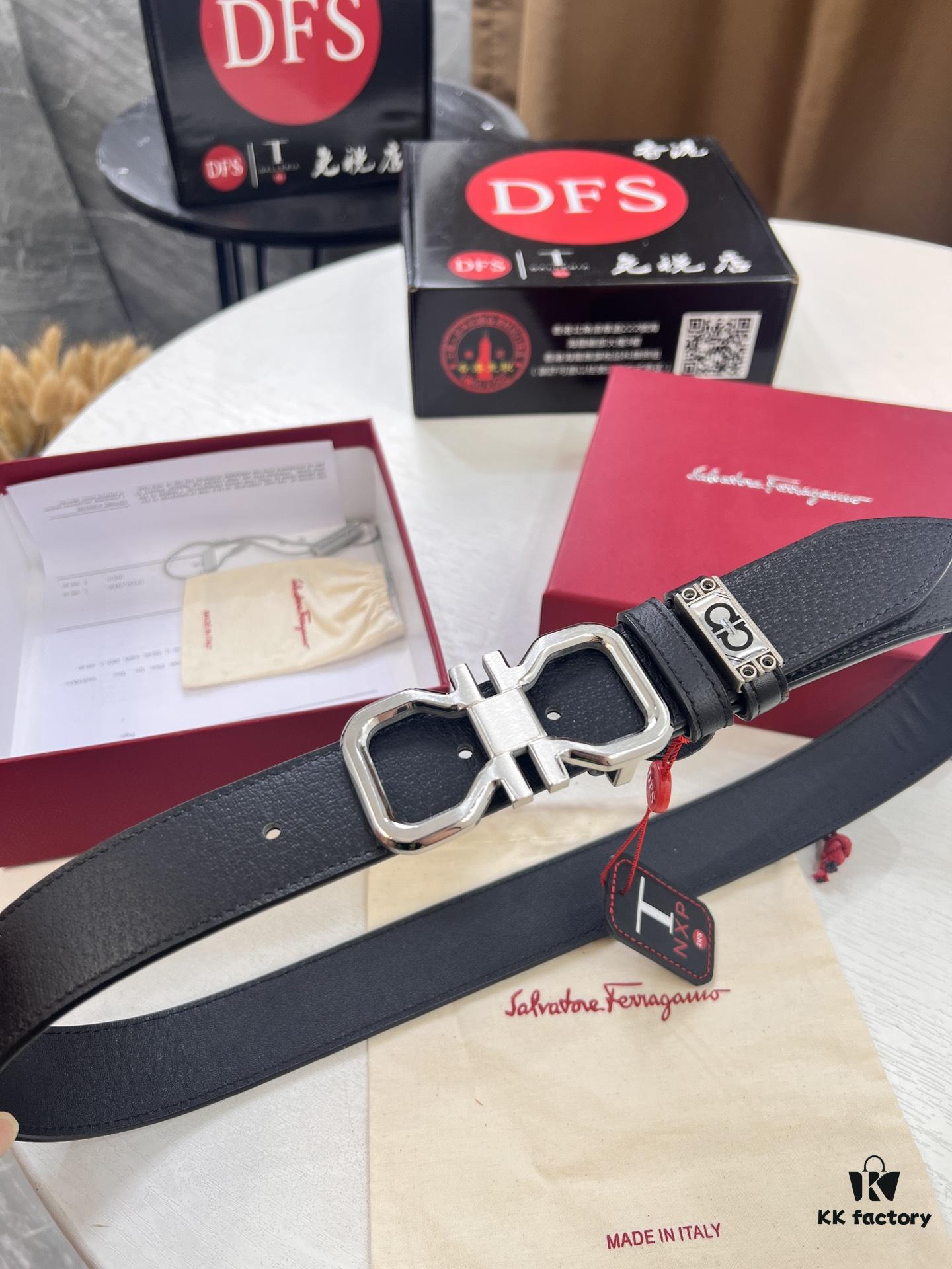 Salvatore Ferragamo Belt, Hong Kong Duty-Free Gift Box 🎁 (NXP RFID Tag with Official Website Verification, Authentic Anti-Counterfeit Chip)
