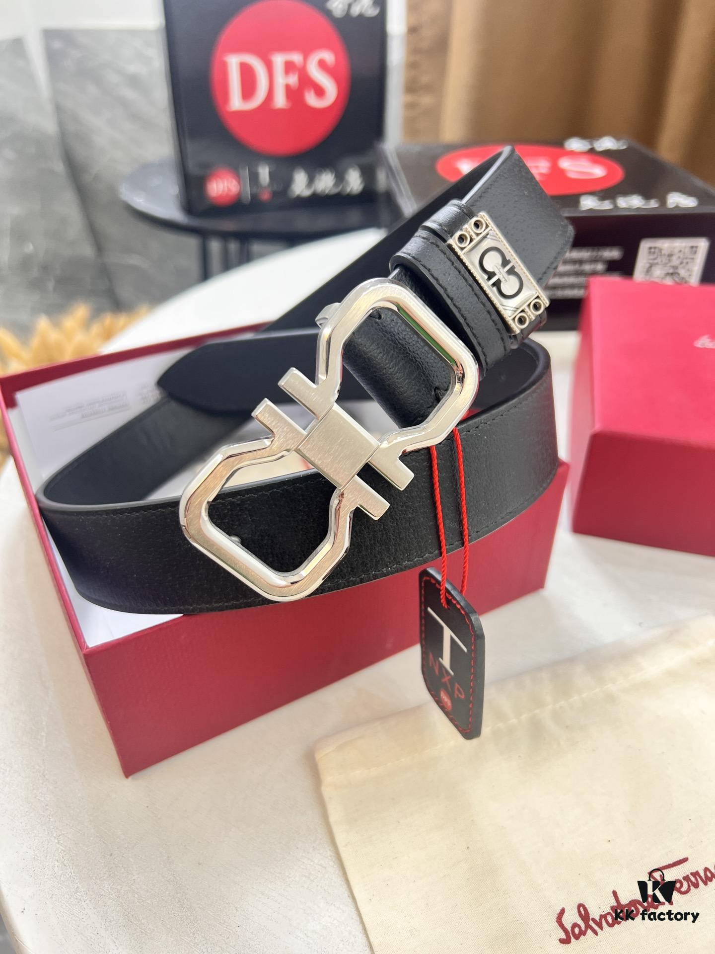 Salvatore Ferragamo Belt, Hong Kong Duty-Free Gift Box 🎁 (NXP RFID Tag with Official Website Verification, Authentic Anti-Counterfeit Chip)