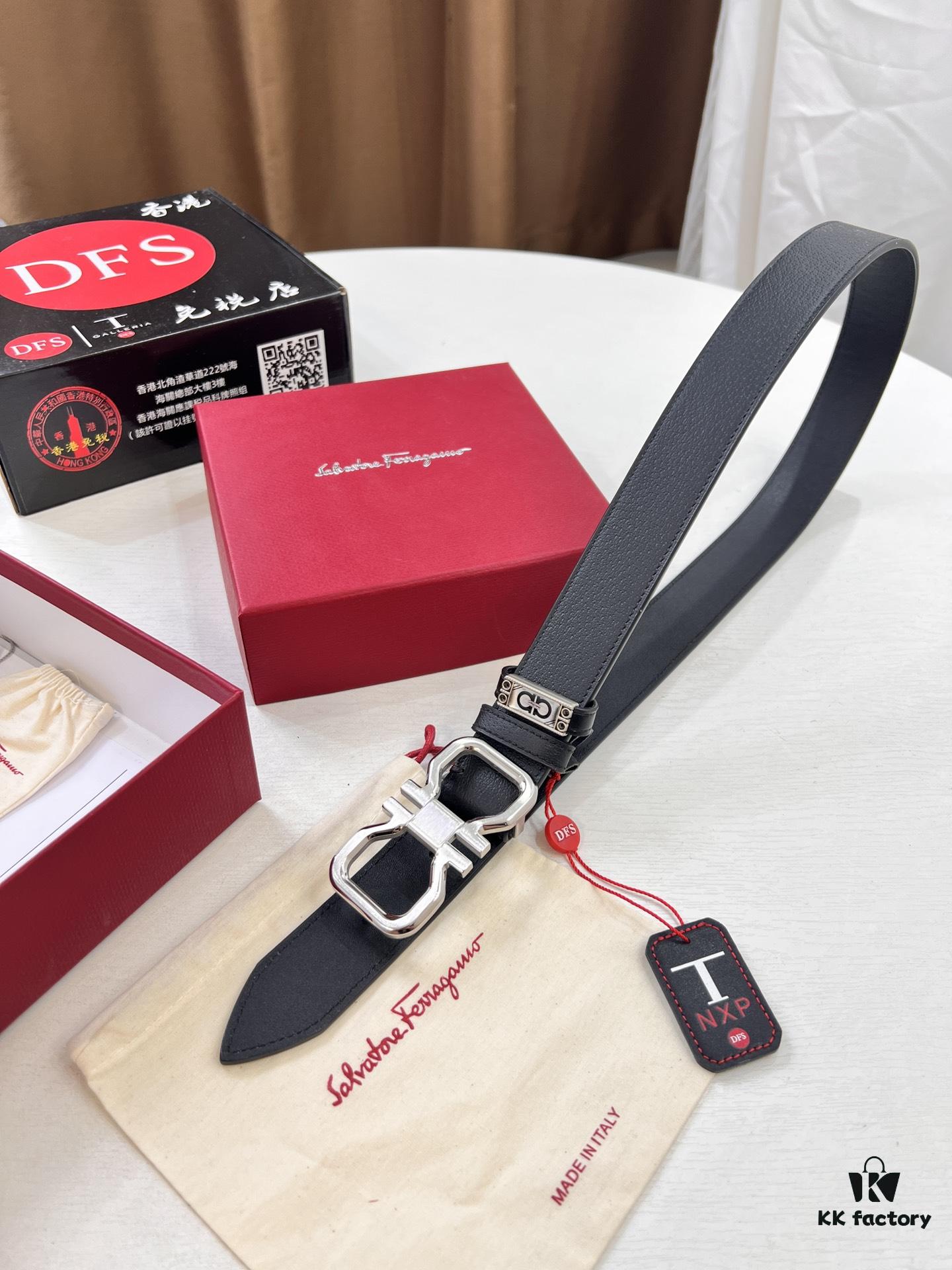 Salvatore Ferragamo Belt, Hong Kong Duty-Free Gift Box 🎁 (NXP RFID Tag with Official Website Verification, Authentic Anti-Counterfeit Chip)