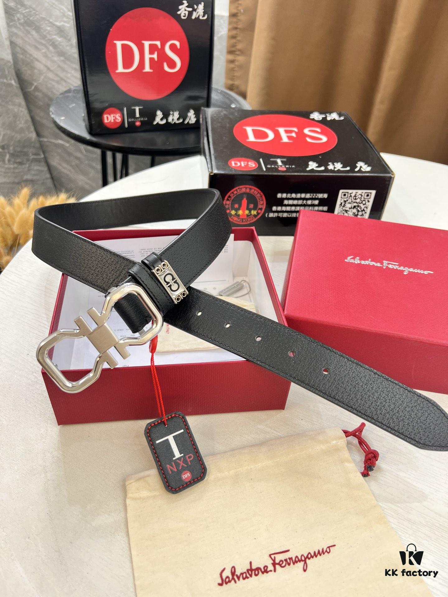 Salvatore Ferragamo Belt, Hong Kong Duty-Free Gift Box 🎁 (NXP RFID Tag with Official Website Verification, Authentic Anti-Counterfeit Chip)