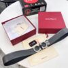 Salvatore Ferragamo Men's Belt, Genuine Imported Lapah Plain Full-Grain Leather, Double-Sided Dual Color Design, Adjustable Length, New '8' Shaped Stainless Steel Hardware, 3.5cm Width