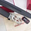 Salvatore Ferragamo Men's Automatic Belt, Top-Quality Genuine Leather with '8' Pattern, 3.5cm Width, Stainless Steel Hardware