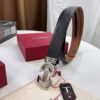 Salvatore Ferragamo Men's Automatic Belt, Top-Quality Genuine Leather with Steel Hardware, 3.5 cm Width