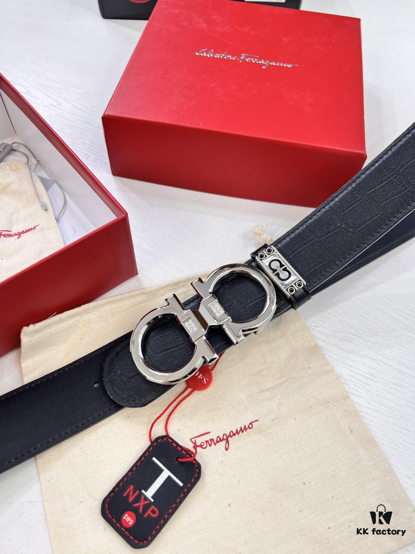 Top-Tier Belt, Hong Kong Duty-Free T Gift Box 🎁 Anti-Counterfeit QR Code Verification, Genuine South African Imported Deer-Grain Calfskin, Double-Sided Texture, 3.8cm Width, Premium Men's Dress Belt