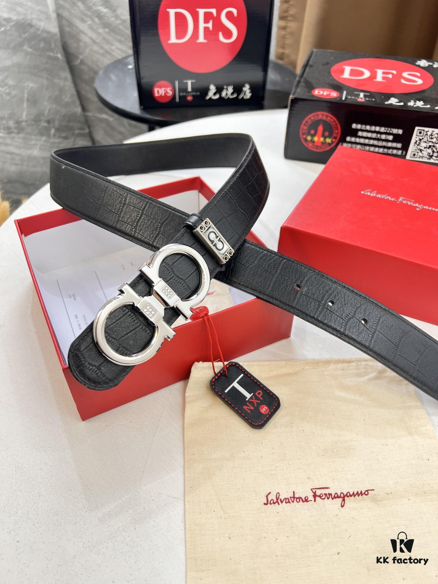 Top-Tier Belt, Hong Kong Duty-Free T Gift Box 🎁 Anti-Counterfeit QR Code Verification, Genuine South African Imported Deer-Grain Calfskin, Double-Sided Texture, 3.8cm Width, Premium Men's Dress Belt