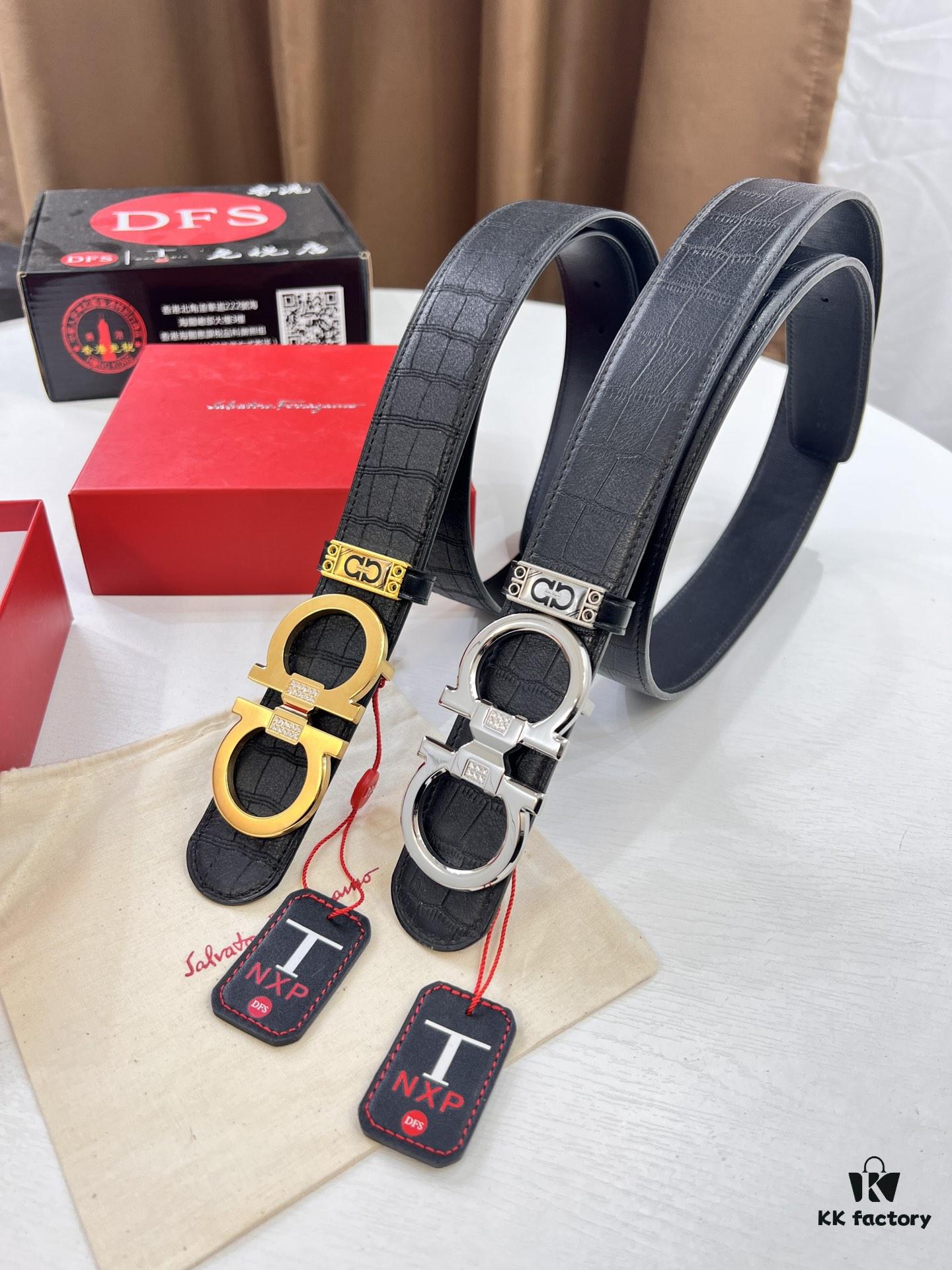 Top-Tier Belt, Hong Kong Duty-Free T Gift Box 🎁 Anti-Counterfeit QR Code Verification, Genuine South African Imported Deer-Grain Calfskin, Double-Sided Texture, 3.8cm Width, Premium Men's Dress Belt