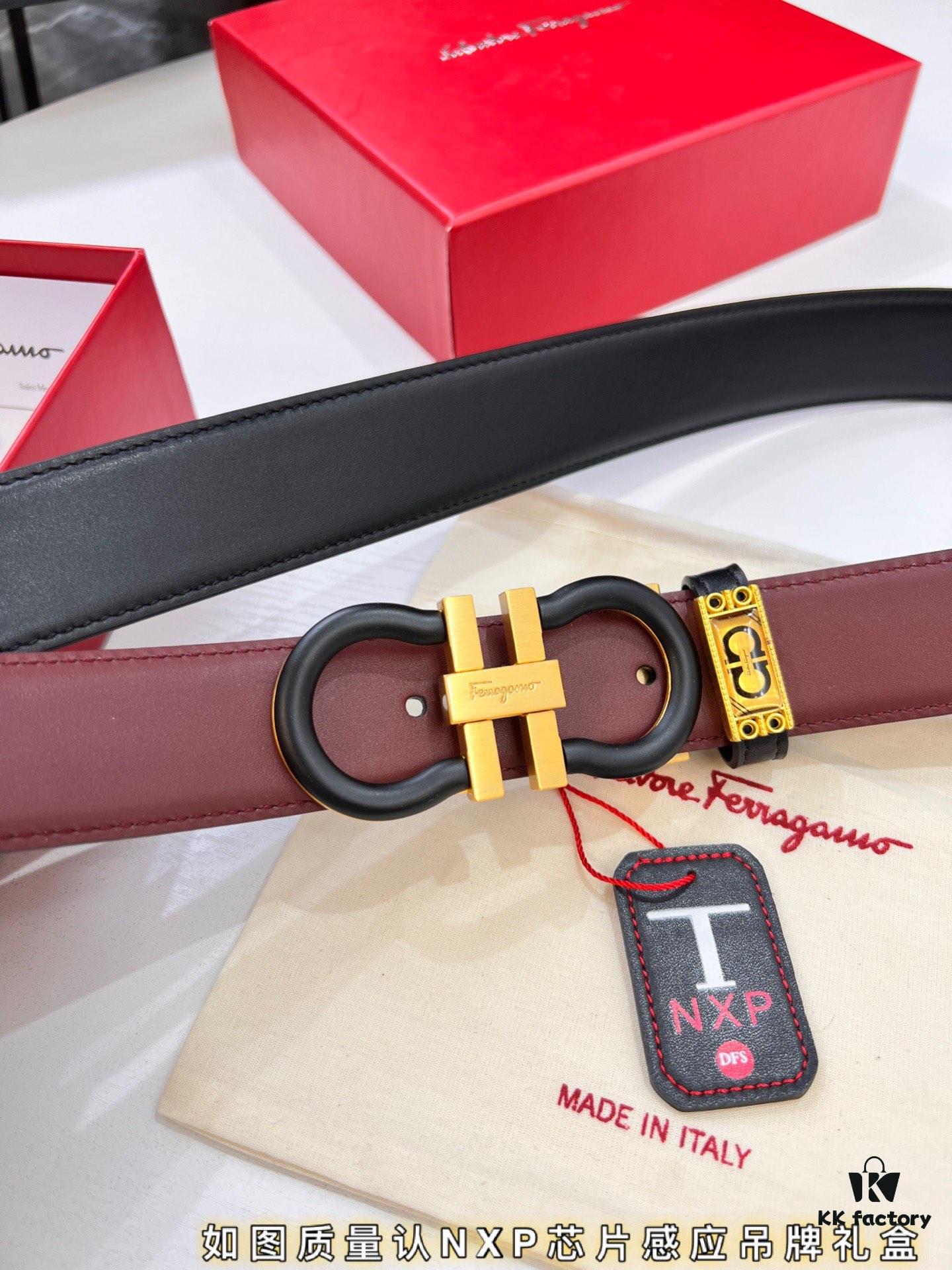 Ferragamo Belt, Hong Kong Duty-Free Gift Box (NXP Tag with Authenticity Chip Recognizable on Official Website)