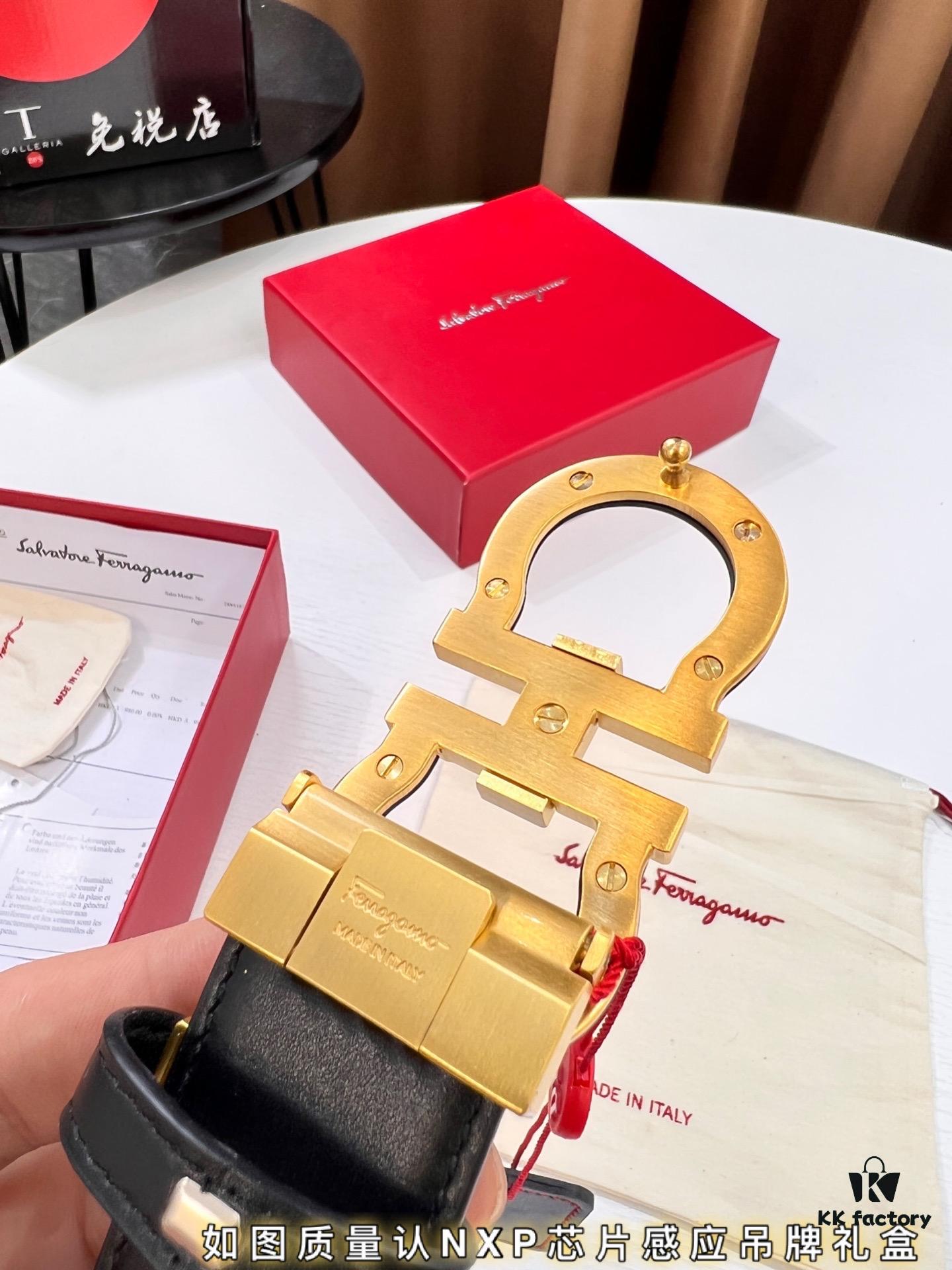 Ferragamo Belt, Hong Kong Duty-Free Gift Box (NXP Tag with Authenticity Chip Recognizable on Official Website)