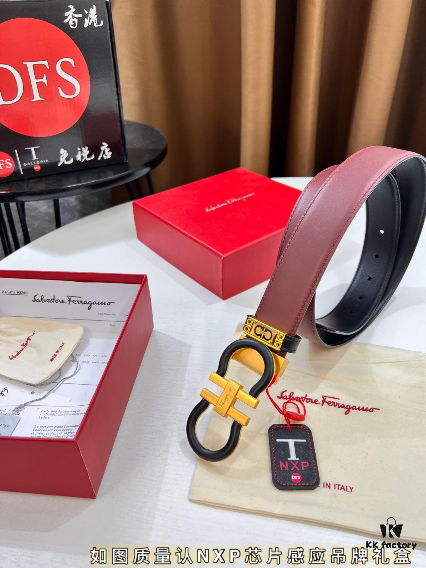 Ferragamo Belt, Hong Kong Duty-Free Gift Box (NXP Tag with Authenticity Chip Recognizable on Official Website)