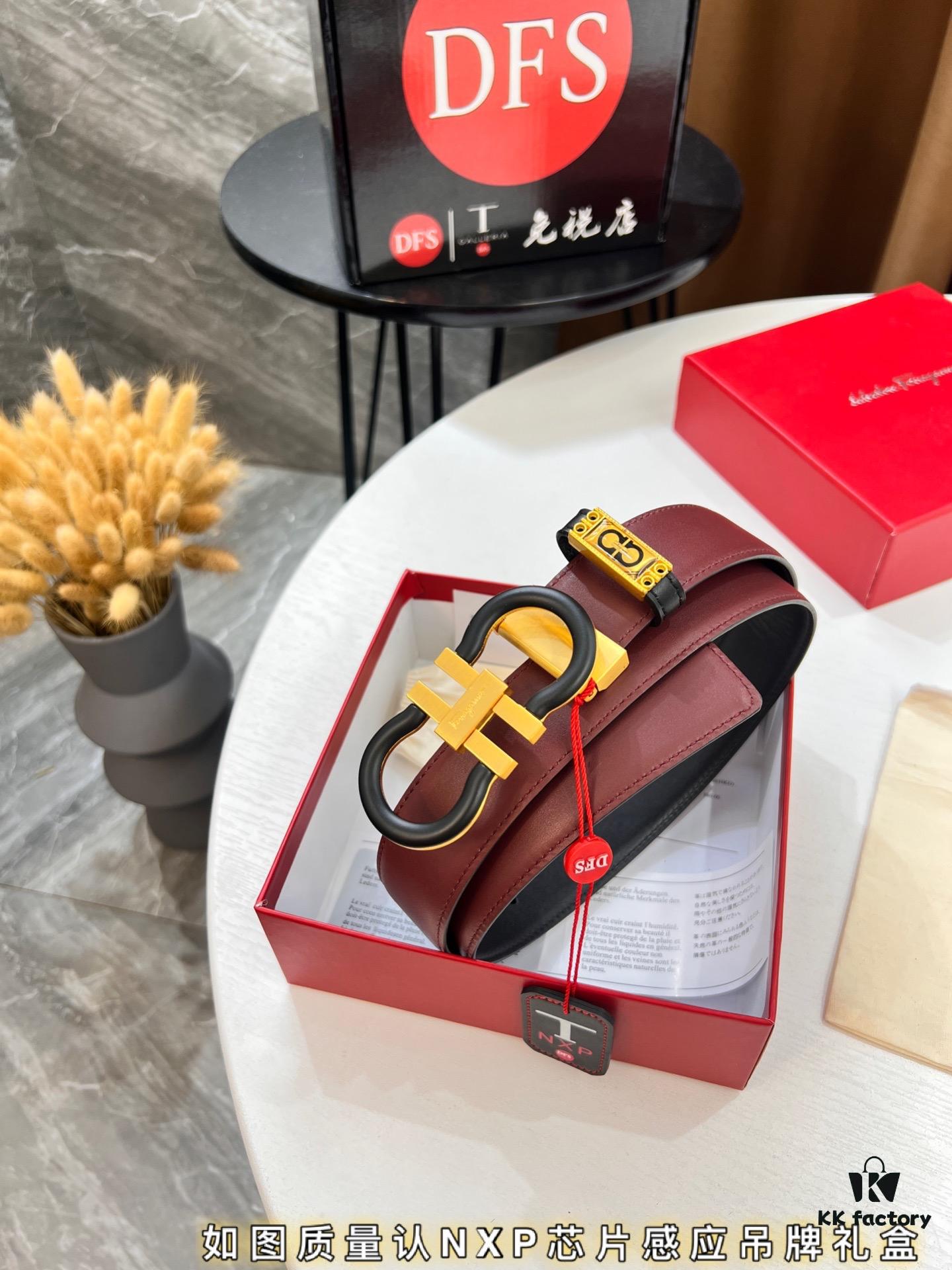 Ferragamo Belt, Hong Kong Duty-Free Gift Box (NXP Tag with Authenticity Chip Recognizable on Official Website)