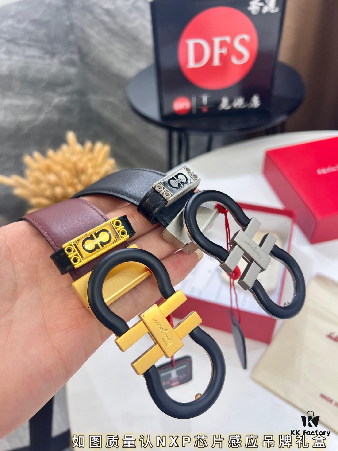 Ferragamo Belt, Hong Kong Duty-Free Gift Box (NXP Tag with Authenticity Chip Recognizable on Official Website)