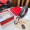 Salvatore Ferragamo Belt, Hong Kong Duty-Free Gift Box 🎁 (NXP RFID Tag with Official Website Verification, Authentic Anti-Counterfeit Chip) - 8-Shaped Etched Pattern, Full Italian Top-Grain Calfskin, Reversible Design, 3.5cm Width