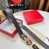 Salvatore Ferragamo Belt, Hong Kong Duty-Free Gift Box 🎁 (NXP RFID Tag with Official Website Verification, Authentic Anti-Counterfeit Chip) - 8-Shaped Etched Pattern, Full Italian Top-Grain Calfskin, Reversible Design, 3.5cm Width