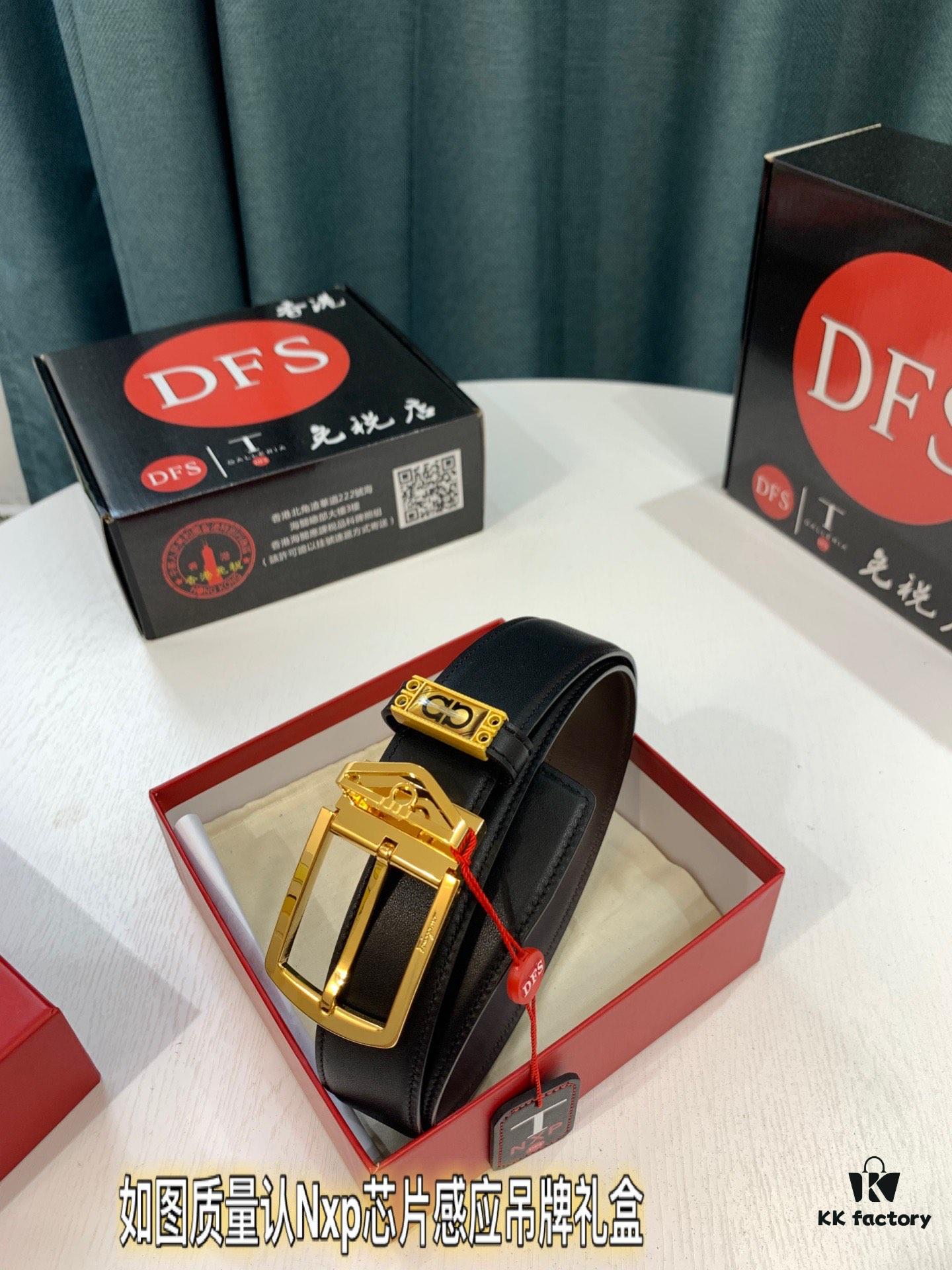 Salvatore Ferragamo Men's Belt, Genuine Imported Full-Grain Calfskin, Reversible Design with 8-Shank Pin Buckle