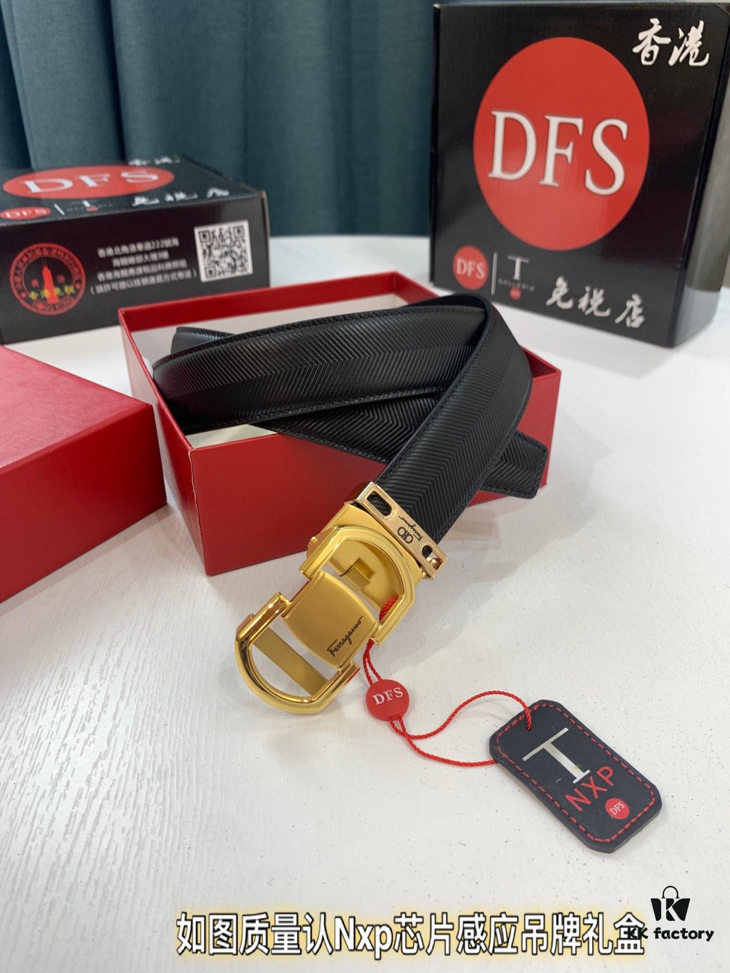 Arrival 🎺🎺 Authentic Shot, Ferragamo Men's Automatic Series Leather Belt, ZP Molded 8-Shaped Weave with Stainless Steel Hardware, Business Belt, Imported Top-Grade Calfskin with Ferragamo Arrow Pattern, Automatic Buckle, 3.5 cm Width