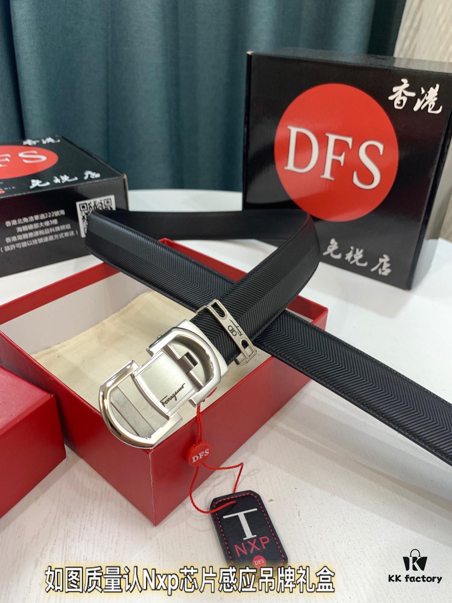 Arrival 🎺🎺 Real Product Photography, Ferragamo Automatic Series Men's Belt, ZP Molded 8-Shaped Weave with Stainless Steel Hardware, Business Belt, Imported Genuine Ferragamo Arrow Pattern Top-Grain Calfskin, Automatic Adjusting Buckle, 3.5 cm Width