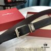Shop Owner Recommended - Ferragamo Men's Belt, Genuine Imported Full-Grain Calf Leather with Dual-Side Wear, 3.5cm Width, Stainless Steel Hardware, Adjustable Length