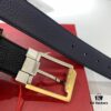 Shop Owner Recommended: Ferragamo Men's Belt, Genuine Imported Full-Grain Calf Leather, Reversible Design, 3.5cm Width, Octagonal Stainless Steel Hardware