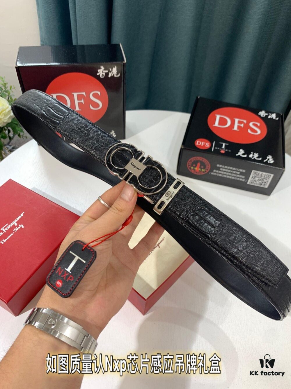 SALUTE Recommend 🎺🎺 Authentic Filigree Automatic Belt, 2023 Newest Style, Crocodile Grain Top Layer Cowhide, 3.5cm Width, Premium Business Dress Belt with Smooth Slide Closure