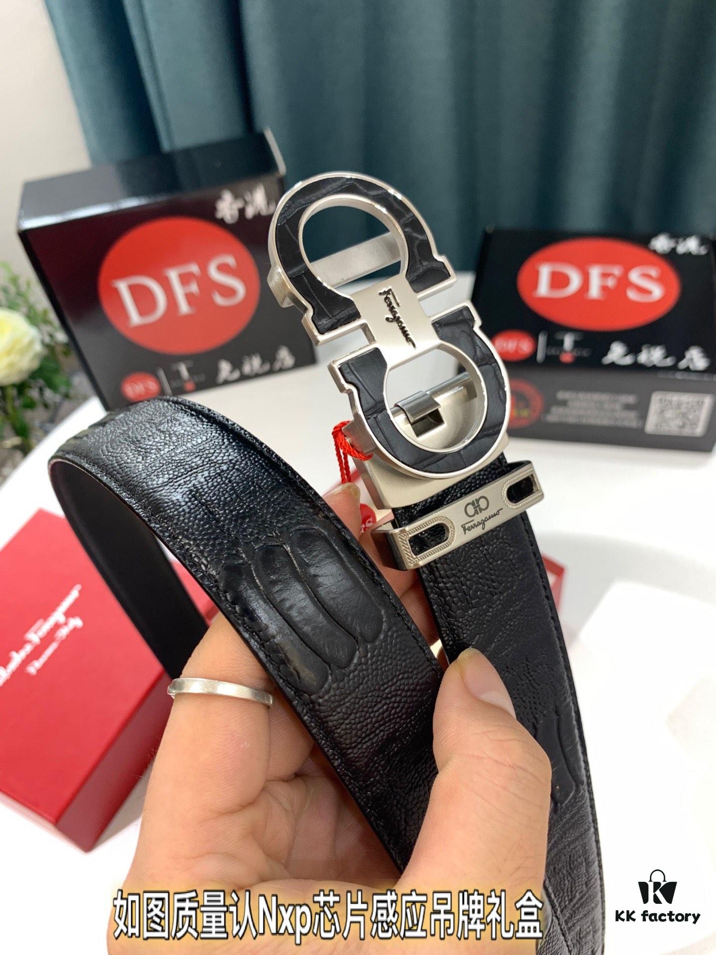 SALUTE Recommend 🎺🎺 Authentic Filigree Automatic Belt, 2023 Newest Style, Crocodile Grain Top Layer Cowhide, 3.5cm Width, Premium Business Dress Belt with Smooth Slide Closure