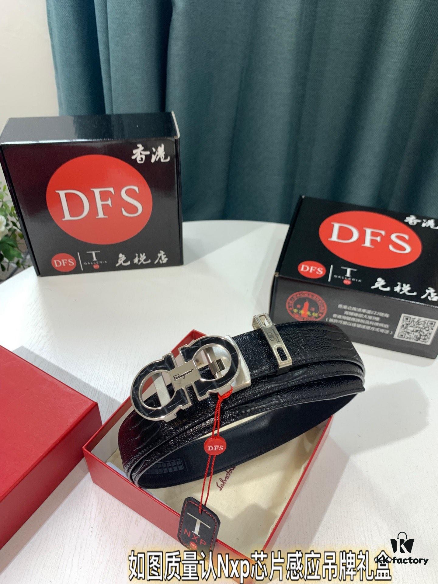 SALUTE Recommend 🎺🎺 Authentic Filigree Automatic Belt, 2023 Newest Style, Crocodile Grain Top Layer Cowhide, 3.5cm Width, Premium Business Dress Belt with Smooth Slide Closure