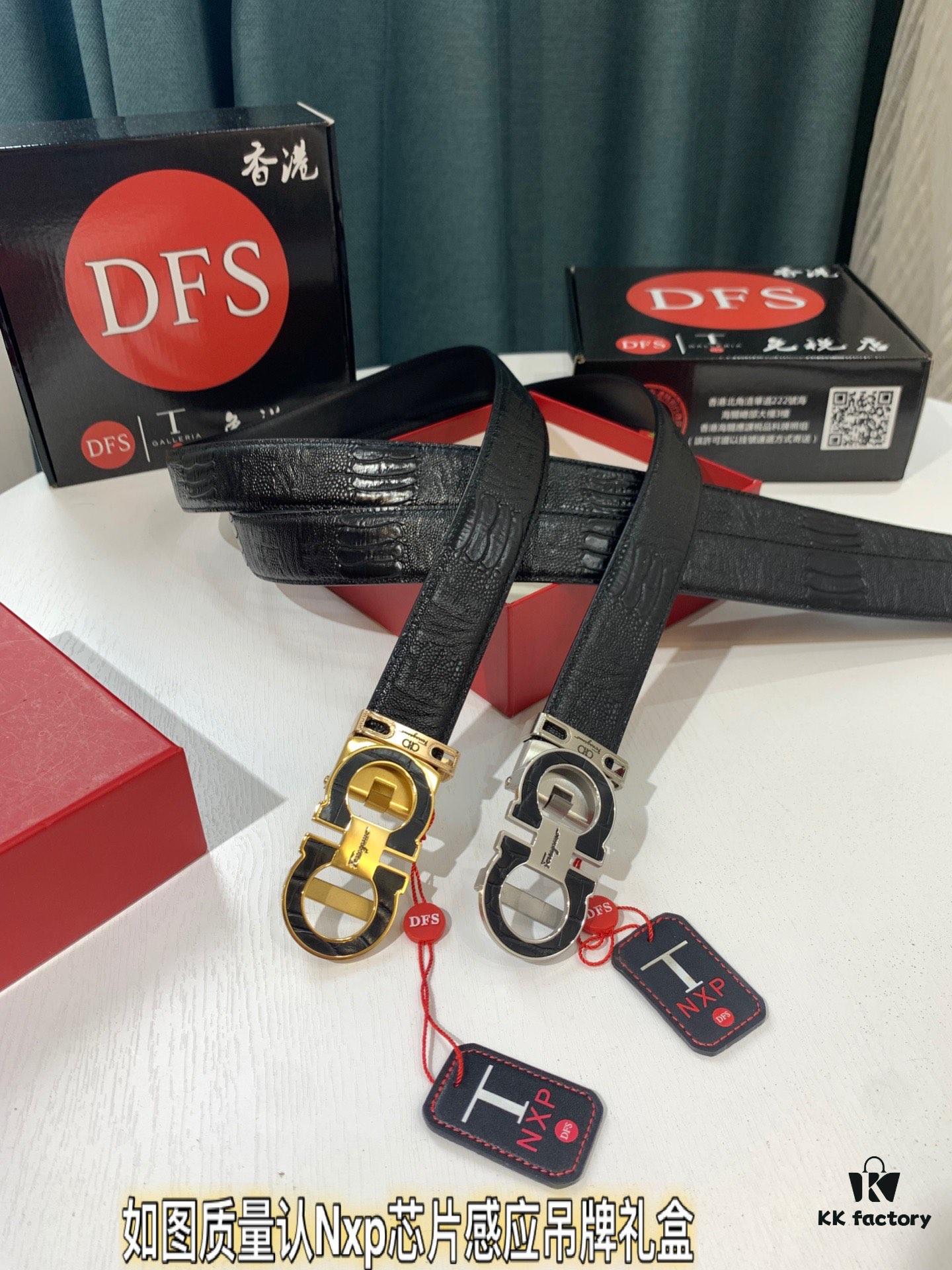 SALUTE Recommend 🎺🎺 Authentic Filigree Automatic Belt, 2023 Newest Style, Crocodile Grain Top Layer Cowhide, 3.5cm Width, Premium Business Dress Belt with Smooth Slide Closure