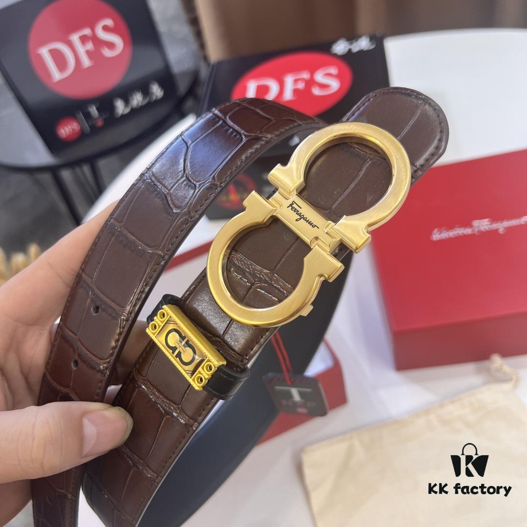 Top Brand Belt, Hong Kong Duty-Free T Gift Box, Anti-Counterfeit QR Code Authentication, Hong Kong SAR Address, New 8-Shaped Authentic Hardware, Precision Craftsmanship, Original Mold Logo with Steel Stamp, New Hot Product Firenze - Ferragamo