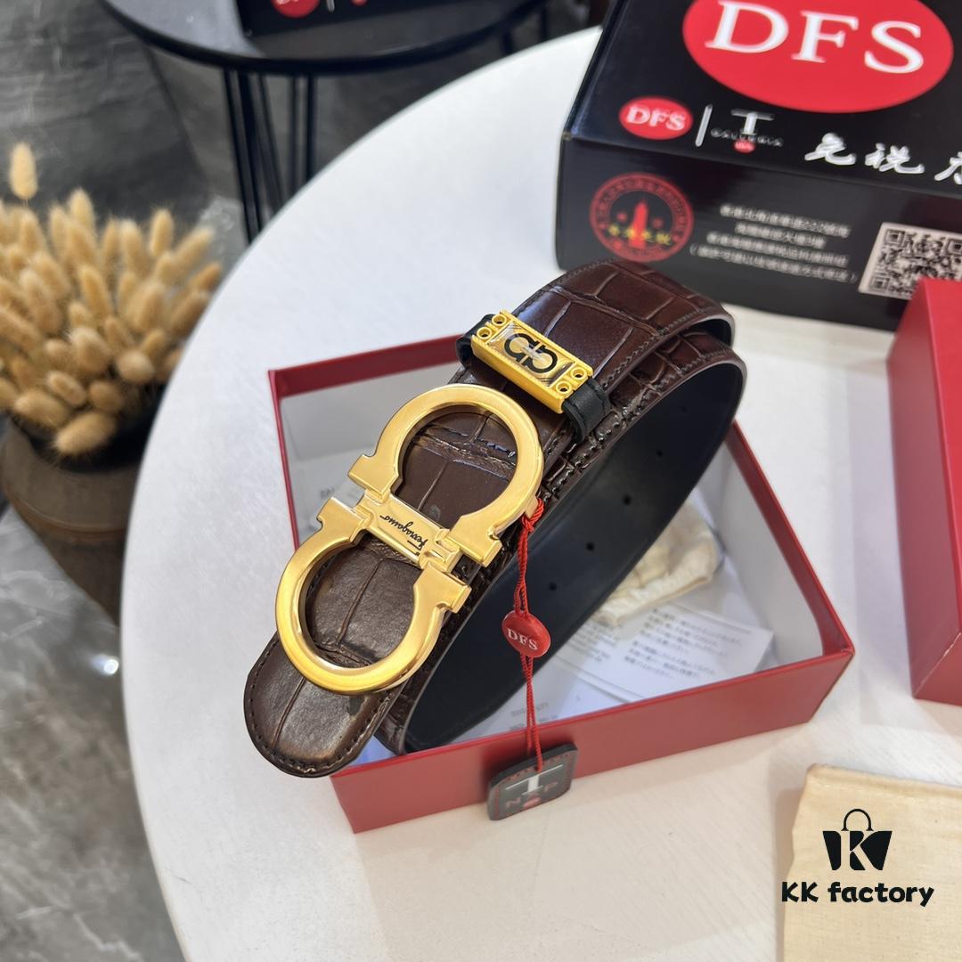 Top Brand Belt, Hong Kong Duty-Free T Gift Box, Anti-Counterfeit QR Code Authentication, Hong Kong SAR Address, New 8-Shaped Authentic Hardware, Precision Craftsmanship, Original Mold Logo with Steel Stamp, New Hot Product Firenze - Ferragamo