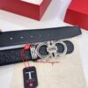 Top-tier Salvatore Ferragamo Belt, Hong Kong Duty-Free T Gift Box, Anti-Counterfeit QR Code Authentication, New '8' Shaped Original Hardware, Precision Craftsmanship, Genuine Logo Steel Stamp, Imported Embossed Top-Grain Calfskin from German OEM Manufacturer
