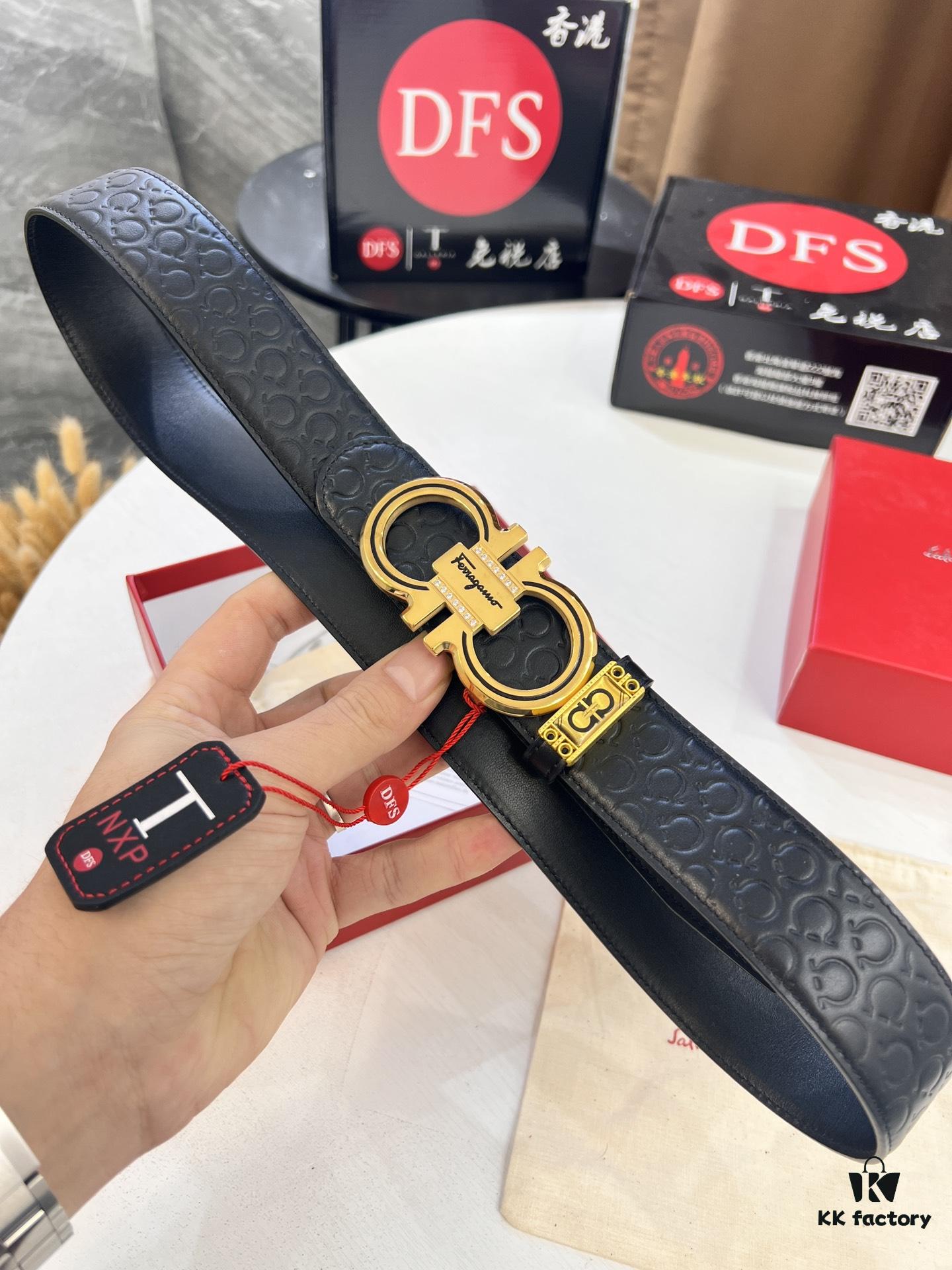 Top-Tier Salvatore Ferragamo Belt, Hong Kong Duty-Free Gift Box, Original 8-Shaped Hardware, Genuine Leather, NFC Chip Enabled