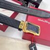 Salvatore Ferragamo Men's Automatic Belt, Top-Quality Genuine Leather with Steel Hardware, 3.5cm Width, '8' Patterned Full-Grain Leather, Imported
