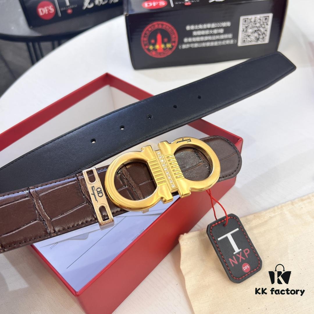 Top-tier Belt, Hong Kong Duty-Free T Gift Box, Anti-Counterfeit QR Code Authentication, Hong Kong SAR Address, New 8-Shaped Authentic Hardware, Precision Craftsmanship, Genuine Molded Logo with Steel Stamp, New Hit Product🔥 Ferragamo