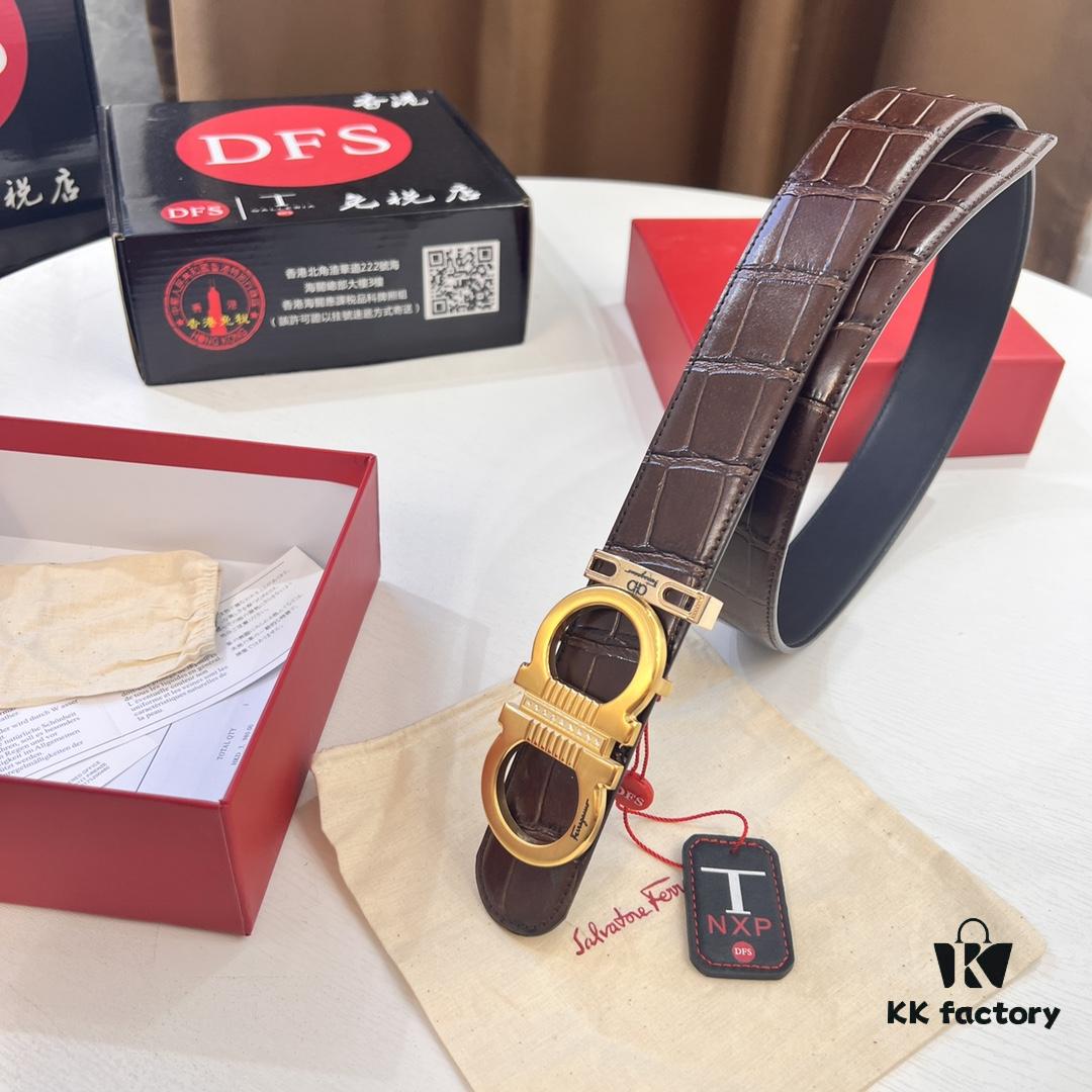 Top-tier Belt, Hong Kong Duty-Free T Gift Box, Anti-Counterfeit QR Code Authentication, Hong Kong SAR Address, New 8-Shaped Authentic Hardware, Precision Craftsmanship, Genuine Molded Logo with Steel Stamp, New Hit Product🔥 Ferragamo