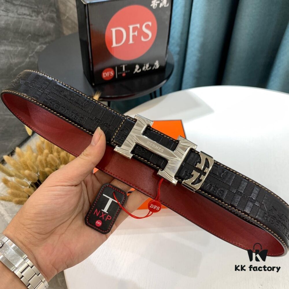 Hermès Men's Belt - Wine Red Fine-Grain Full-Grain Calfskin, 3.8cm Width, Steel Hardware, Authenticity Verified via NXP Chip