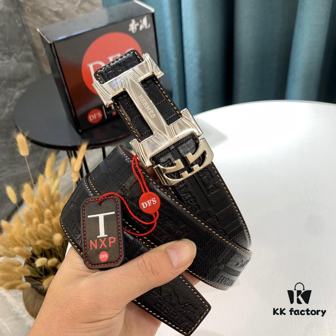 Hermès Men's Belt - Wine Red Fine-Grain Full-Grain Calfskin, 3.8cm Width, Steel Hardware, Authenticity Verified via NXP Chip