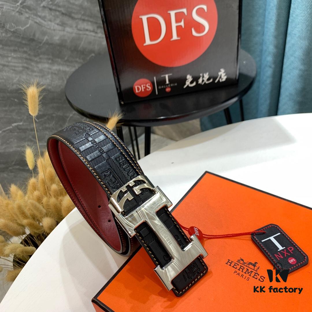 Hermès Men's Belt - Wine Red Fine-Grain Full-Grain Calfskin, 3.8cm Width, Steel Hardware, Authenticity Verified via NXP Chip