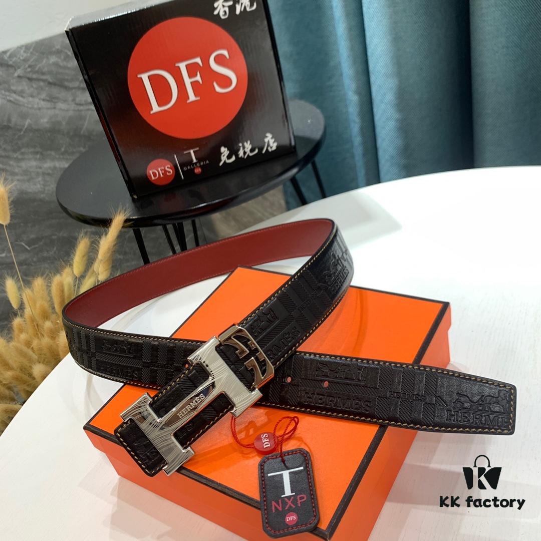 Hermès Men's Belt - Wine Red Fine-Grain Full-Grain Calfskin, 3.8cm Width, Steel Hardware, Authenticity Verified via NXP Chip