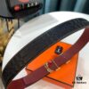 Shop Owner Recommended 🎺🎺 Hermes (Men's) Belt, Genuine Imported Embossed Horse Head Full-Grain Leather Belt, Wine Red with Fine Texture, Adjustable Length, Stainless Steel Hardware with Internal Lettering, 3.8cm Width